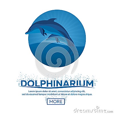 Dolphinarium. Dolphin show. Banner. Ticket. Vector flat illustration. Cartoon Illustration