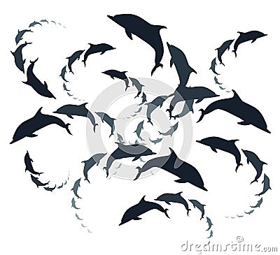 Dolphins circles background Vector Illustration