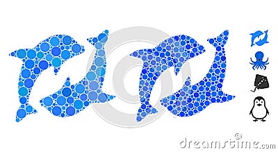 Dolphins Mosaic Icon of Circles Stock Photo