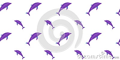 Dolphins. Funny cartoon colored seamless pattern. Vector Illustration