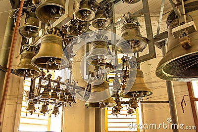 Dolyna, Ukraine: Carillon in the Goshiv Monastery, Greek Catholic Monastery of the Order of St. Basil the Great in the village of Editorial Stock Photo