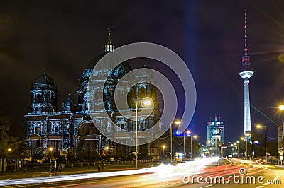 Dom in Berlin at night Editorial Stock Photo