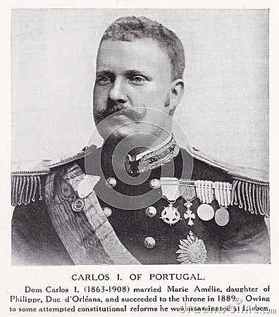 Dom Carlos I. / Carlos I. of Portugal 1863 - 1908 Editorial Stock Photo