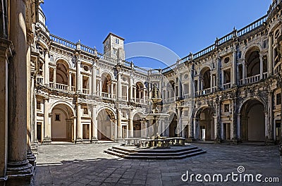 Dom Joao III Cloister in the Templar Convent of Christ in Tomar Editorial Stock Photo