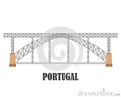 Dom Luis I Bridge, Porto. Portugal landmark Vector Illustration