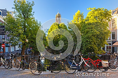 Dom Tower and bridge, Utrecht, Netherlands Stock Photo