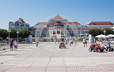 Dom Zdrojowy Spa House at the Baltic sea, near the Pier Molo, Sopot, Poland. Editorial Stock Photo