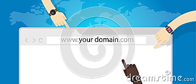 Domain name web business internet concept url Vector Illustration