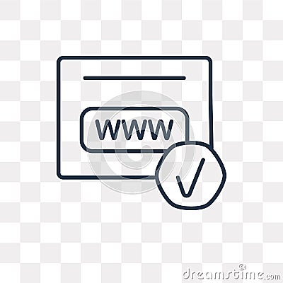 Domain registration vector icon isolated on transparent background, linear Domain registration transparency concept can be used w Vector Illustration