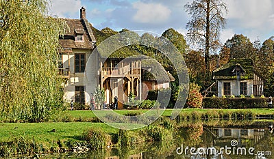 Domaine de Marie Antoinette in the park of Versailles Palace Stock Photo