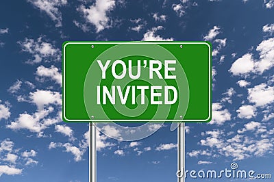 You're invited road sign Stock Photo