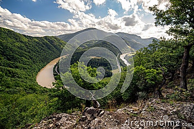 The Domasin meander of river Vah in Slovakia Stock Photo