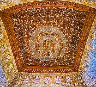 The dome of Ambassadors Hall, Comares Palace, Nasrid Palace, Alhambra, Granada, Spain Editorial Stock Photo