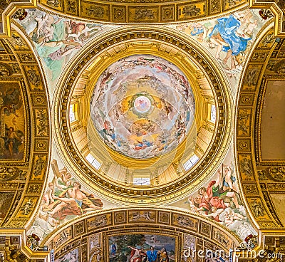 Dome in the Basilica of Sant`Andrea della Valle. Rome, Italy. Editorial Stock Photo