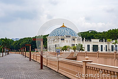 A dome blue tile gold-roofed building Stock Photo