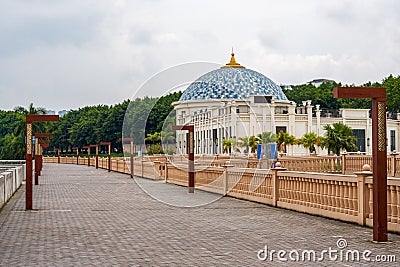 A dome blue tile gold-roofed building Stock Photo