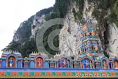 Sculptures of Hindu Gods in the Batu caves complex Stock Photo