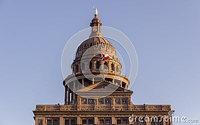 Dome of capitol building with one star flag in Austin, Texas, US Stock Photo