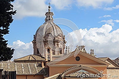 Dome of the Church of the Holy Martyrs Luke and Martina, Rome Editorial Stock Photo