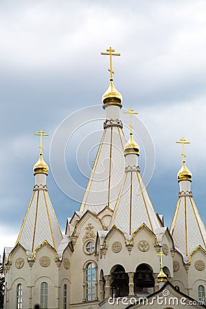Dome of Church of the new Martyrs and Confessors of Russia Resurrection at the Butovo Stock Photo