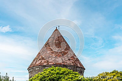 Dome of Cifte Minareli Medrese or Twin Minaret Madrasa in Erzurum against a clear sky Stock Photo