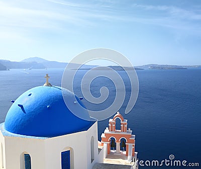 Dome of classical church of Santorini island Stock Photo