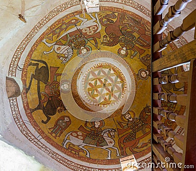 Dome with Coptic fresco paintings including the flower of life at the Monastery of Saint Paul the Anchorite, Egypt Stock Photo