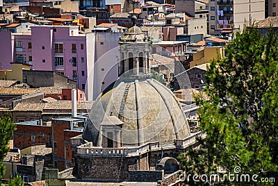 The dome of the ex Monastery in Paterno. Sicily Stock Photo