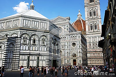 The Dome of Florence and the Baptisery Editorial Stock Photo