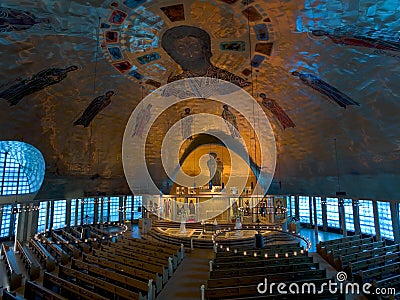 Dome Inside Greek Orthodox Cathedral of the Ascension, Oakland, Editorial Stock Photo