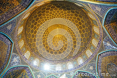 Dome of Lotfollah mosque in Isfahan - Iran Stock Photo