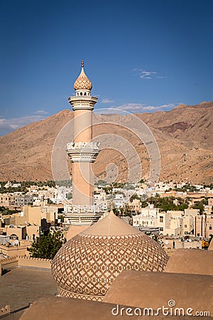 Dome and minaret of historic Nizwa, Oman. Editorial Stock Photo