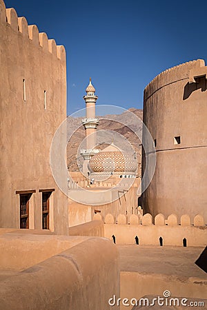Dome and minaret of historic Nizwa, Oman. Editorial Stock Photo