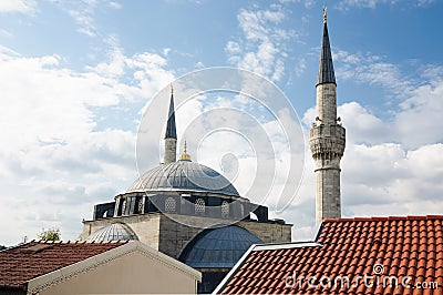 The dome and minaret of the Mihrimah Sultan mosque in the Uskudar district of Istanbul Editorial Stock Photo