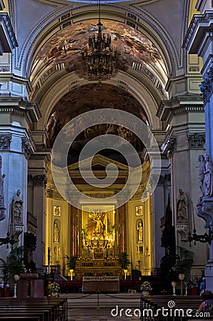 Dome and other architectural details in Palermo cathedral at Sicily Editorial Stock Photo