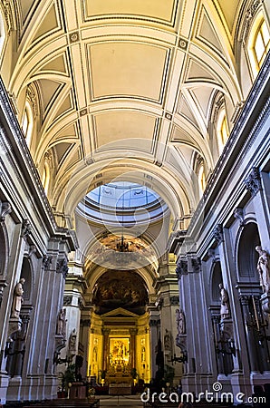 Dome and other architectural details in Palermo cathedral at Sicily Editorial Stock Photo