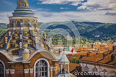 Dome of Real Chiesa di San Lorenzo, Torino Stock Photo