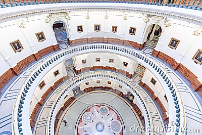 The dome of the rotunda inside the Texas State Capitol, the largest capitol building in the United States Editorial Stock Photo