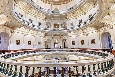 The dome of the rotunda inside the Texas State Capitol, the largest capitol building in the United States Editorial Stock Photo