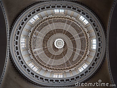 Dome seen from the central nave of the Cathedral, Ravenna, Italy Editorial Stock Photo