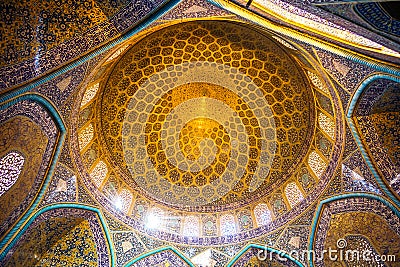 Dome of Sheikh Lotfollah Mosque in Isfahan - Iran Stock Photo