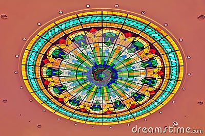 Dome with stained glass design Stock Photo