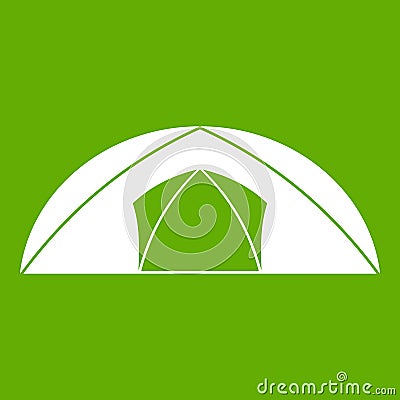 Dome tent for camping icon green Vector Illustration