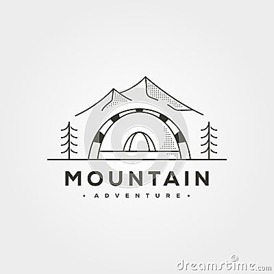 Dome tent outdoor logo vector minimalist illustration design, mountain camp logo design Vector Illustration