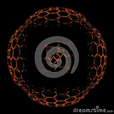 components combined to form one sphere and central zone in bright orange Stock Photo