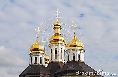 Domes of Ekateriniska church in Chernigov, Ukraine Stock Photo