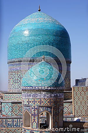 Domes of mosque in Samarkand, Uzbekistan Stock Photo