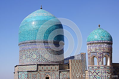 Domes of mosque in Samarkand, Uzbekistan Stock Photo