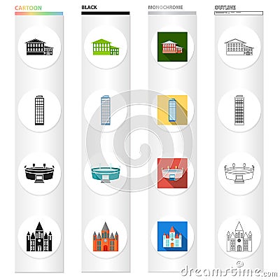 Domes, museum, history and other web icon in different style.palace, castle, ancient icons in set collection. Vector Illustration