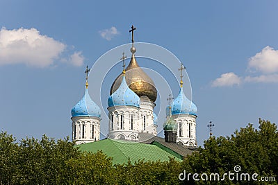 Domes of the Novospassky monastery Stock Photo